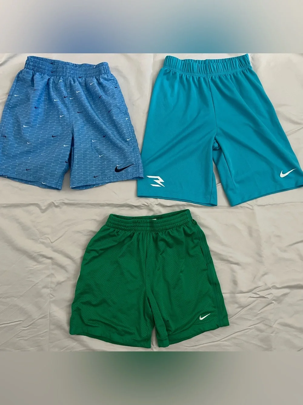 Nike Boys Blue, Teal & Green Athletic Shorts Trio